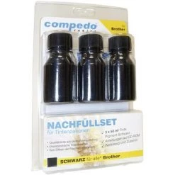 Kit De Recharge De Cartouche Dencre Compedo Adapté Aux Appareils De Marque: Brother Noir 150 Ml