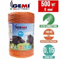 GEMIELETTRONICA FIL DE CLÔTURE ÉLECTRIQUE Clôture Électrifiée 500 MT 6 Mm² Pour Animaux Chevaux Chiens Sangliers Vaches Porcs Poules Gemi Elettronica