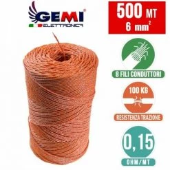 GEMIELETTRONICA FIL DE CLÔTURE ÉLECTRIQUE Clôture Électrifiée 500 MT 6 Mm² Pour Animaux Chevaux Chiens Sangliers Vaches Porcs Poules Gemi Elettronica -Clôture électrique Soldes Boutique 14942938 3