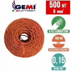 GEMIELETTRONICA FIL DE CLÔTURE ÉLECTRIQUE Clôture Électrifiée 500 MT 6 Mm² Pour Animaux Chevaux Chiens Sangliers Vaches Porcs Poules Gemi Elettronica -Clôture électrique Soldes Boutique 14942938 5