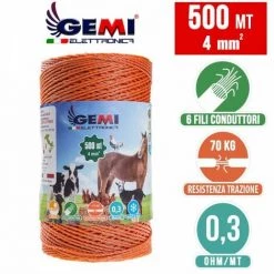 GEMIELETTRONICA Fil De Cloture Electrique 500 Mt - 4 Mm² Gemi Elettronica - Moutons, Porcs, Bovins, Poulets Et Petits Animaux