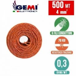 GEMIELETTRONICA Fil De Cloture Electrique 500 Mt - 4 Mm² Gemi Elettronica - Moutons, Porcs, Bovins, Poulets Et Petits Animaux -Clôture électrique Soldes Boutique 14942942 5