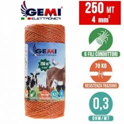 GEMIELETTRONICA Fil De Cloture Electrique 250 Mt - 4 Mm² Gemi Elettronica - Moutons, Porcs, Bovins, Poulets Et Petits Animaux