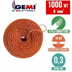 GEMIELETTRONICA Fil De Cloture Electrique 1000 Mt - 4 Mm² Gemi Elettronica - Moutons, Porcs, Bovins, Poulets Et Petits Animaux -Clôture électrique Soldes Boutique 14942956 5