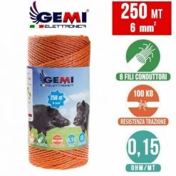 GEMIELETTRONICA FIL DE CLÔTURE ÉLECTRIQUE Clôture Électrifiée 250 MT 6 Mm² Pour Animaux Chevaux Chiens Sangliers Vaches Porcs Poules Gemi Elettronica