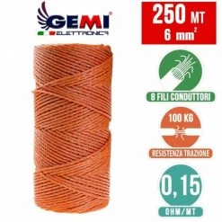 GEMIELETTRONICA FIL DE CLÔTURE ÉLECTRIQUE Clôture Électrifiée 250 MT 6 Mm² Pour Animaux Chevaux Chiens Sangliers Vaches Porcs Poules Gemi Elettronica -Clôture électrique Soldes Boutique 14942957 5