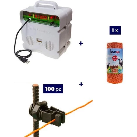 GEMIELETTRONICA Kit Complet Pour Clôture Électrique : 1 X Electrificateur 220V + 1x Fil 250 MT 2,2 Mm² + 100 Pcs Isolateur Pour Piquets En Fer - Clôture Électrifiée Pour Animaux Chevaux Chiens Vaches Poules 1 GEMIELETTRONICA Kit Complet Pour Clôture Électrique : 1 X Electrificateur 220V + 1x Fil 250 MT 2,2 Mm² + 100 Pcs Isolateur Pour Piquets En Fer - Clôture Électrifiée Pour Animaux Chevaux Chiens Vaches Poules