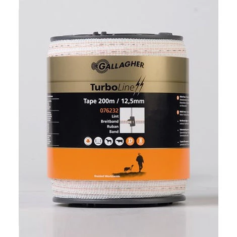 GALLAGHER Sangle 200m Blanche: Sangle Turboline Pour Clôtures électriques Professionnelles Hauteur 1,25 Cm Avec 2 Conducteurs En Acier Inoxydable De 0,15mm Più 1 De 0,2mm Et 2 En Cuivre De 0,25mm 1 GALLAGHER Sangle 200m Blanche: Sangle Turboline Pour Clôtures électriques Professionnelles Hauteur 1,25 Cm Avec 2 Conducteurs En Acier Inoxydable De 0,15mm Più 1 De 0,2mm Et 2 En Cuivre De 0,25mm