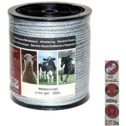 NSC Cordon électrique Breveté De 6mm De Qualité Supérieure De 200m Blanc/vert De 200m