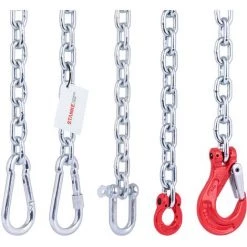 Seilwerk STANKE 50cm Kit De Fixation Pour Hamac, Pour Balançoire D’intérieur Et Pour Sac De Frappe : Chaîne En Acier Galvanisé 6 Mm + Mousqueton Sans Vis 10x100mm