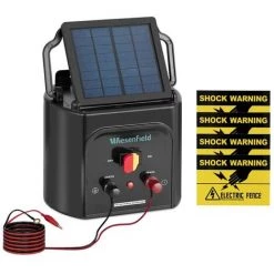 WIESENFIELD Électrificateur De Clôture Solaire Batterie 6 V Électrificateur 20 Km 1,2 J - Noir, Blanc, Gris