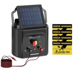 WIESENFIELD Électrificateur De Clôture Solaire Batterie 6 V Électrificateur 10 Km 0,5 J - Blanc Mat