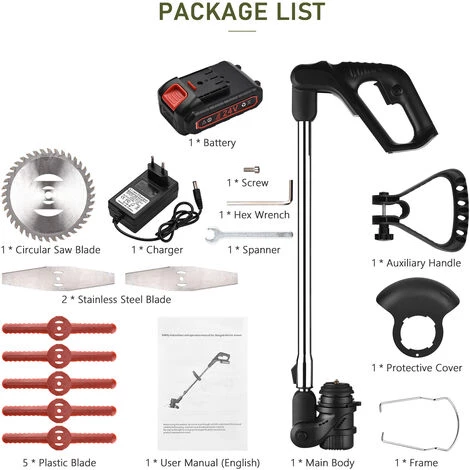 ASUPERMALL 24V 7500Mah Tondeuse à Gazon Sans Fil Télescopique, Coupe-Bordure électrique Multifonction Avec Lame En Plastique/Acier Inoxydable, Lame De Scie Circulaire, 1 Batterie 5 ASUPERMALL 24V 7500Mah Tondeuse à Gazon Sans Fil Télescopique, Coupe-Bordure électrique Multifonction Avec Lame En Plastique/Acier Inoxydable, Lame De Scie Circulaire, 1 Batterie – Image 5