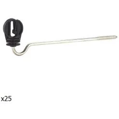 INSPROVET Insolorateur Inspecet Pour Bande, 20 Mm, Poteau En Bois, Crochet De 7 Cm, Sac 25 Isolateurs