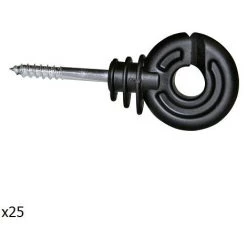 Insprovette Isolant Pour Le Fil, 90 Mm, Noir, Poteau En Bois, Sac 25 Isolateurs