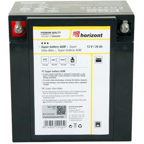 Batterie à Décharge Lente Horizont AGM 12V 27Ah 1 Batterie à Décharge Lente Horizont AGM 12V 27Ah