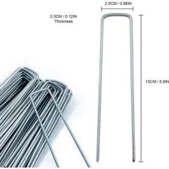 PREMIER Piquet De Fixation Pour Toile De Paillage, 50 Piquets De Jardin En Forme De U, Pour Bache Anti Herbes, Sardines Camping, Clture De Jardin, 150 MM De Long, 20MM De Large, 3 MM De Diamètre -Clôture électrique Soldes Boutique 60541123 3