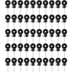 HEGUYEY 50 Pièces Electrique Isolateur De Clôture Avec Accessoires De Système De Grille à Visser Et à Anneau Pour L'élevage Des Animaux Clôtures Agricoles Electroniques Utilisées Sur Le Poteau En Bois Noir