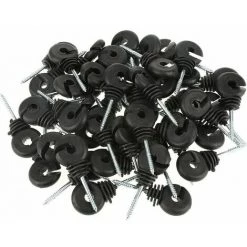 JOORRT Isolateur à Anneau à Visser, 50 Pièces/Jeu Isolant à Anneau à Vis Noir Pour Clôture Électrique Accessoires Pour Poteau De Bois Protection Contre Le Soleil, Protection Contre La Pluie