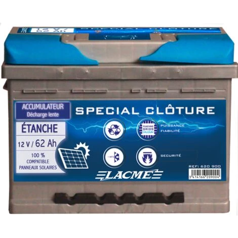 LACME Batterie Clôture 12V 62Ah - Lacmé 1 LACME Batterie Clôture 12V 62Ah - Lacmé