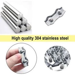 LangRay 12 Pièces De Serre-Câbles Duplex De Câble Métallique M3, Pinces De Câble Métallique Duplex En Acier Inoxydable 304, Largement Utilisées Dans L'Industrie, La Construction, Le Transport -Clôture électrique Soldes Boutique 66411261 3