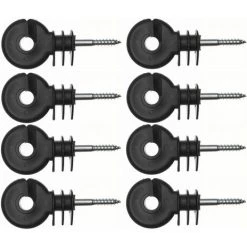 CYCLINGCOLORS 8x Isolateur Cloture électrique 6x40 Universel Noir à Visser Dans Piquet Bois Fil Corde Cordon Bétail Chèvre Poule Chevaux Chien